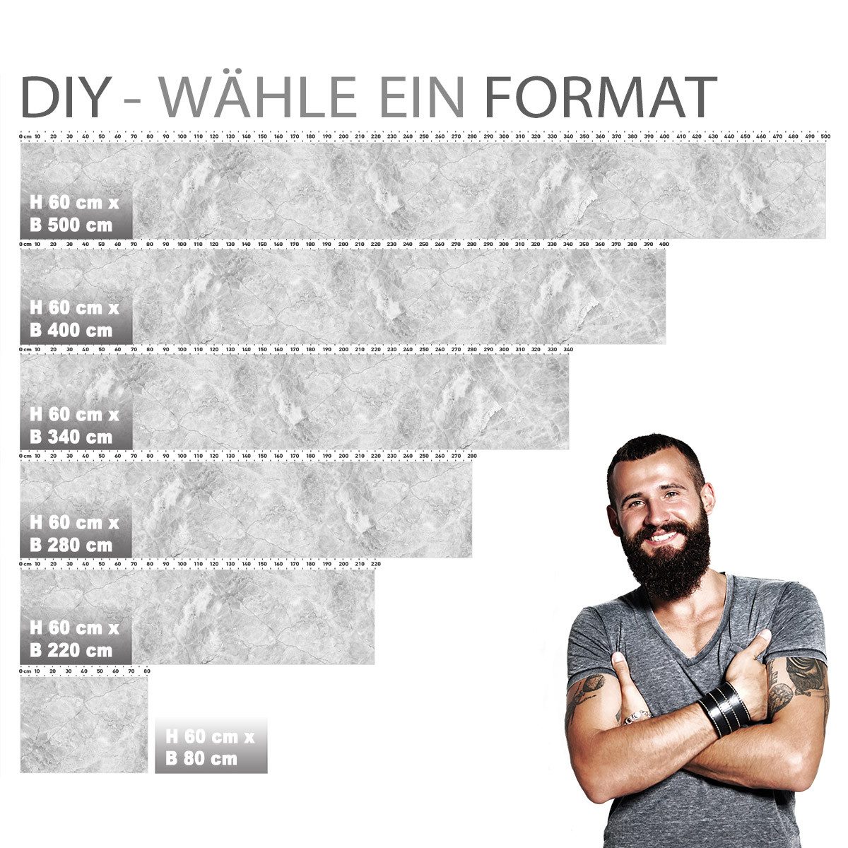 Stickerprofis Küchenrückwand MARMOR CRYSTAL ICE (Glasoptik), (Premium), 1,5mm, selbstklebend, hält auf besonders vielen Öberflächen