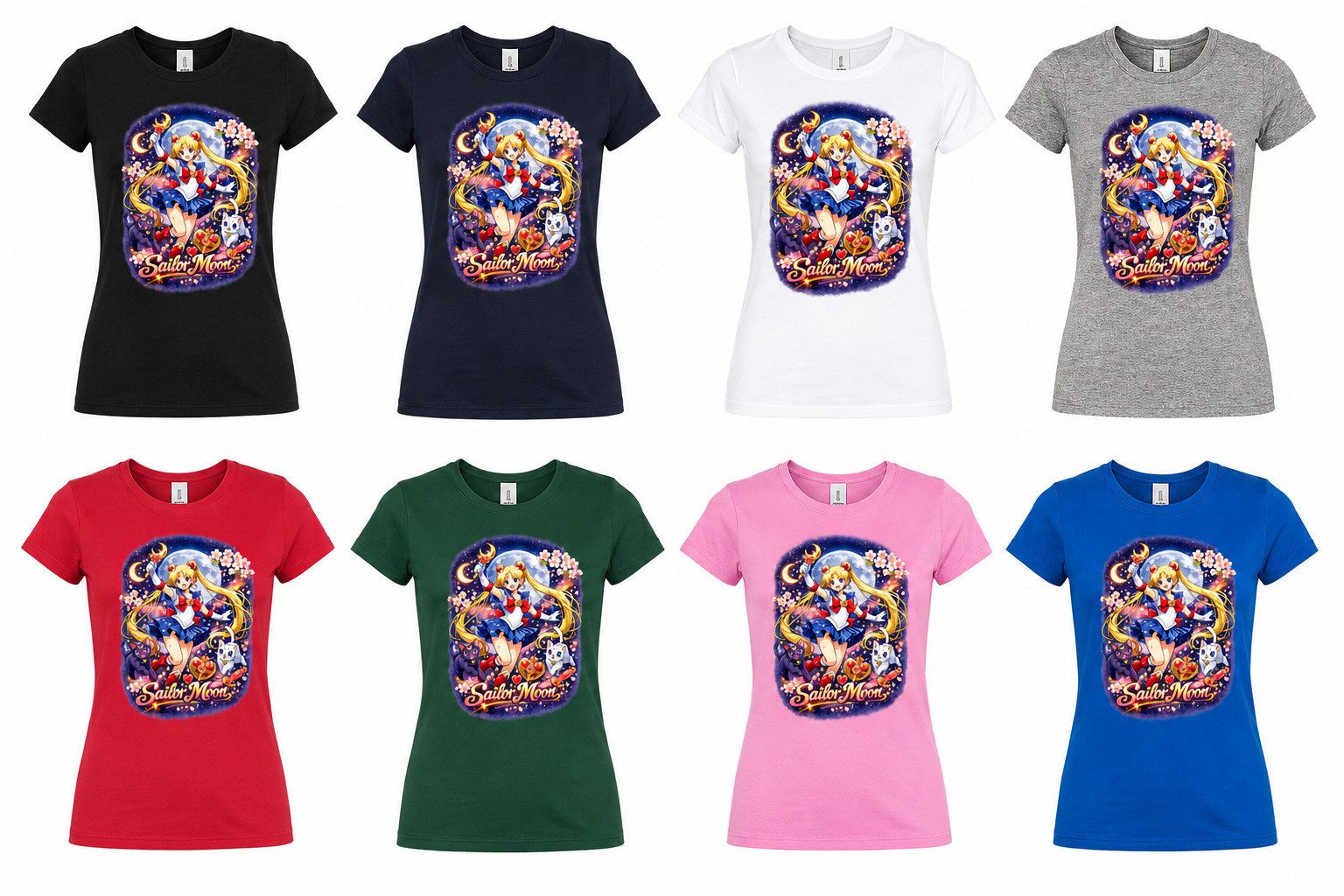 T-Shirt Damen T Shirt Sailor Moon Anime Print Manga Rundhals Casual Stil