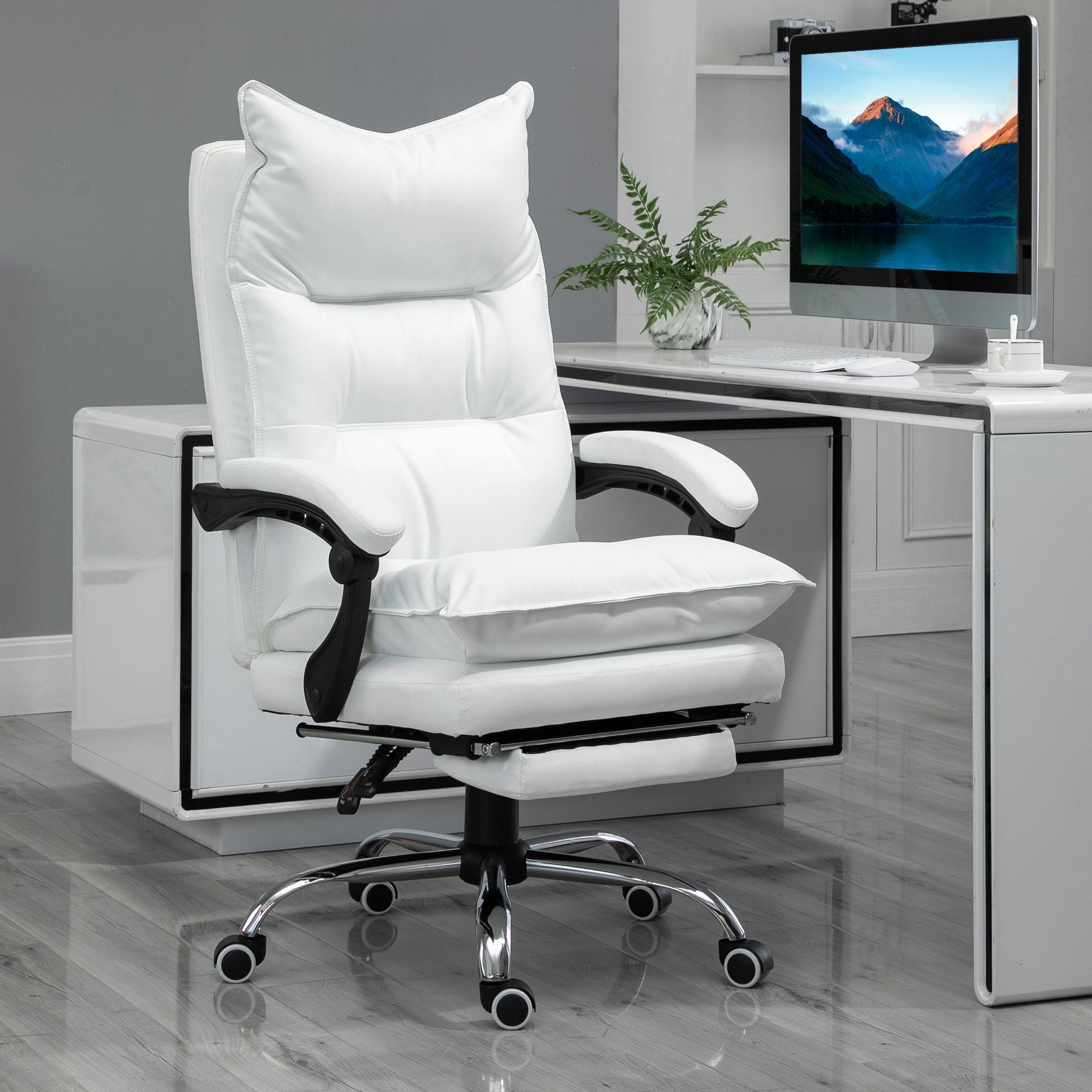 Vinsetto | weiß höhenverstellbar Schreibtischstuhl weiß Bürostuhl