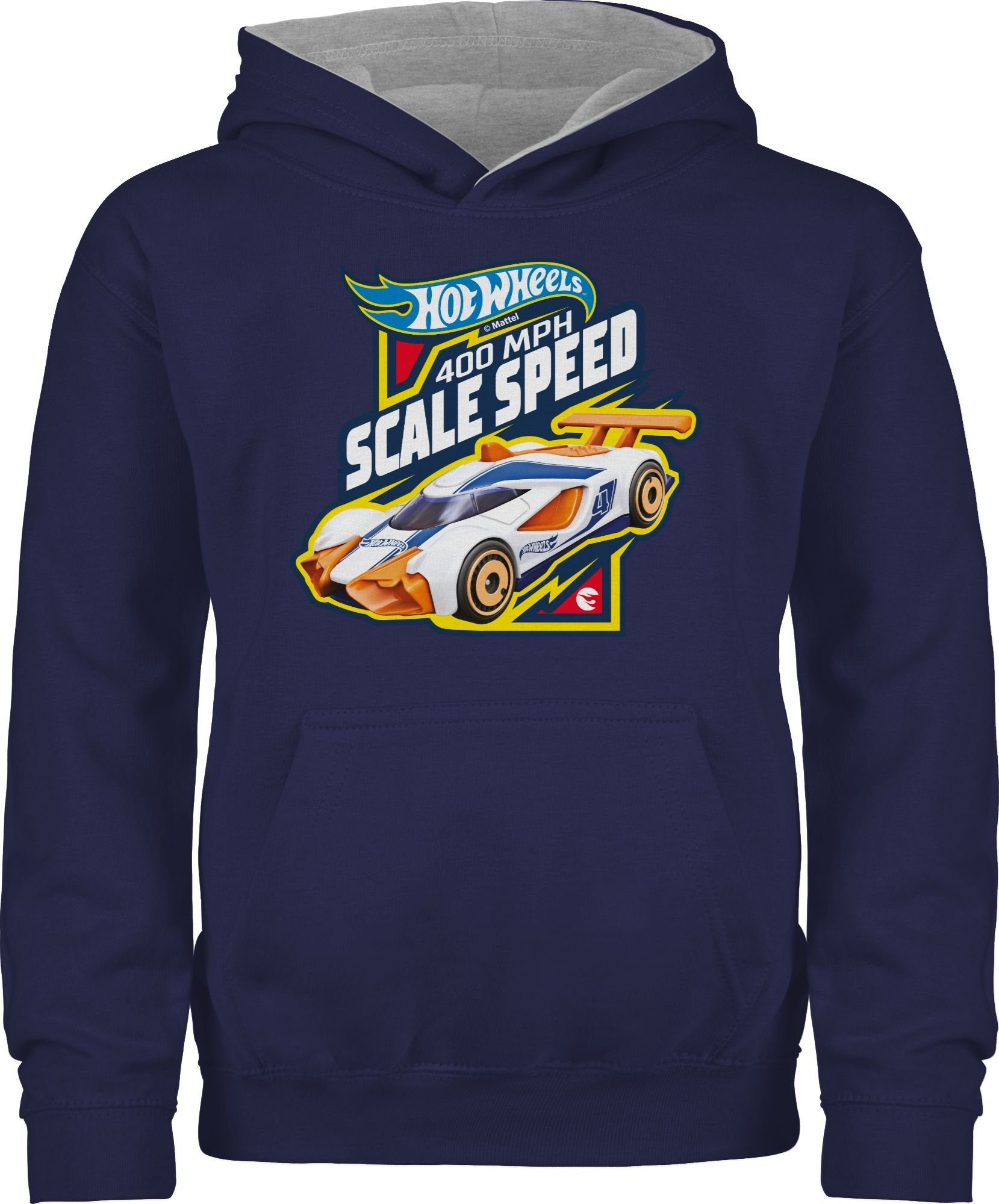 Shirtracer Hoodie 400MPH Scale Speed Hot Wheels Mädchen 2 Navy Blau/Grau meliert