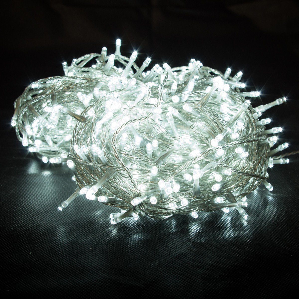 Linder Lichterkette 500er LED Lichterkette Beleuchtung weiß Weihnachten transparent 220V, für Innen- und Außenbereiche