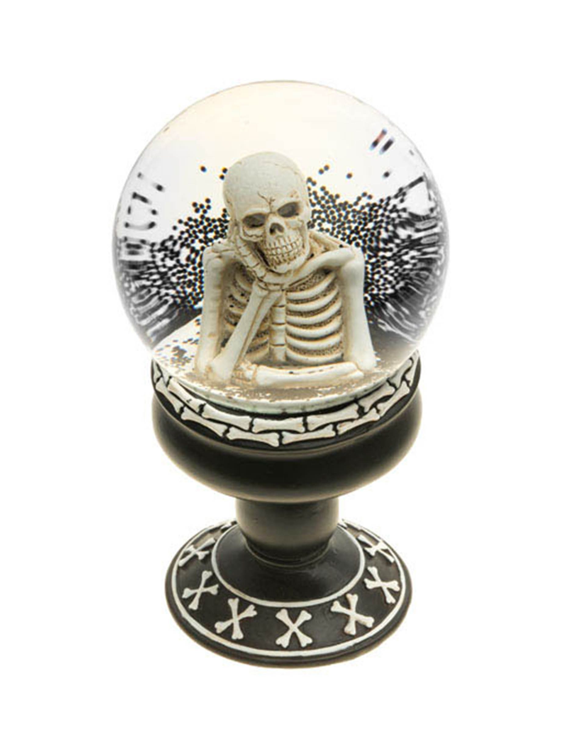 CHAKS Monster-Kostüm Schneekugel Nachdenkliches Skelett 18 cm Halloween Deko