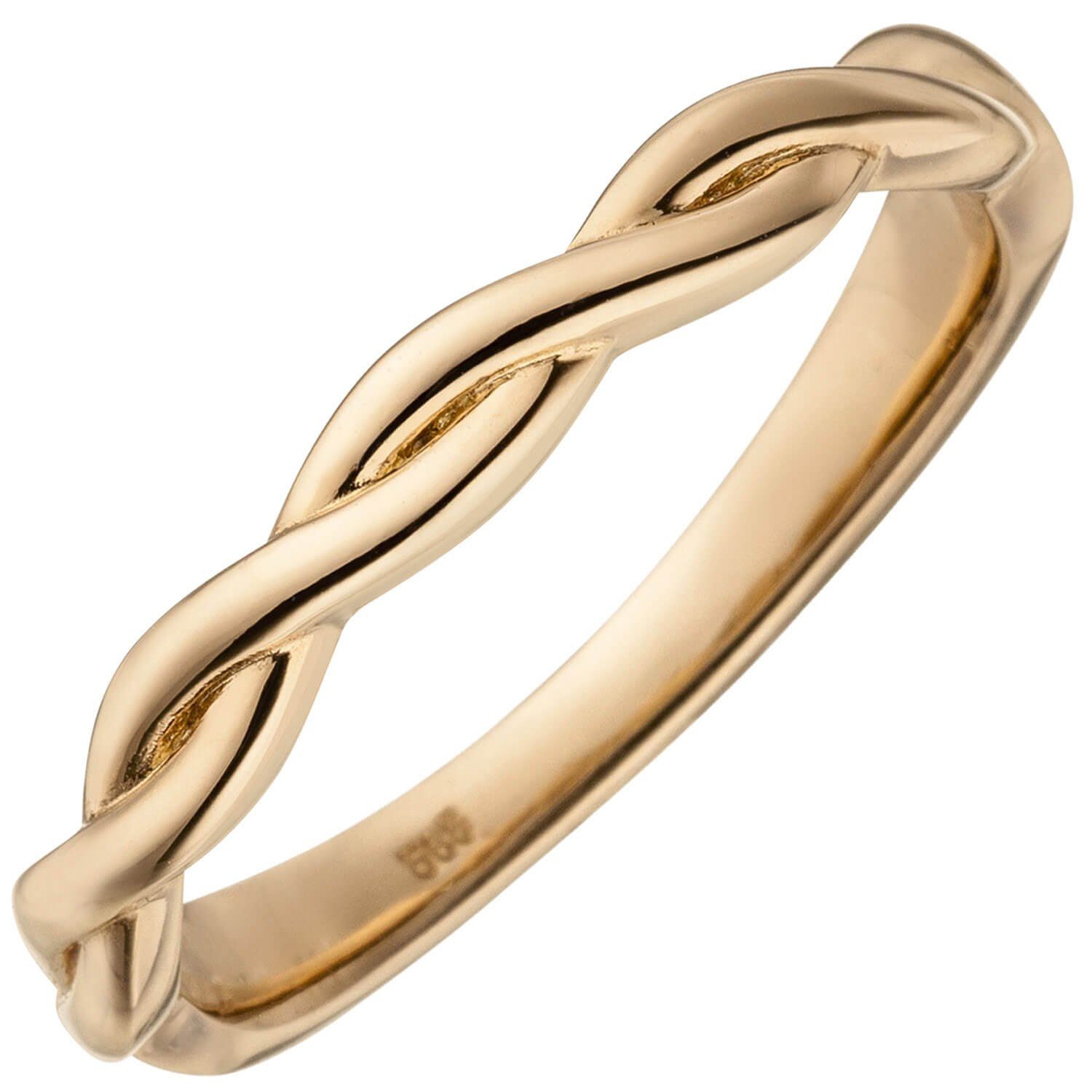 Schmuck Krone Goldring Ring 2-reihig geflochten 585 Rotgold Rotgoldring, Gold 585