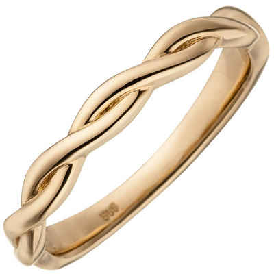 Schmuck Krone Fingerring Ring 2-reihig geflochten 585 Rotgold Rotgoldring, Gold 585