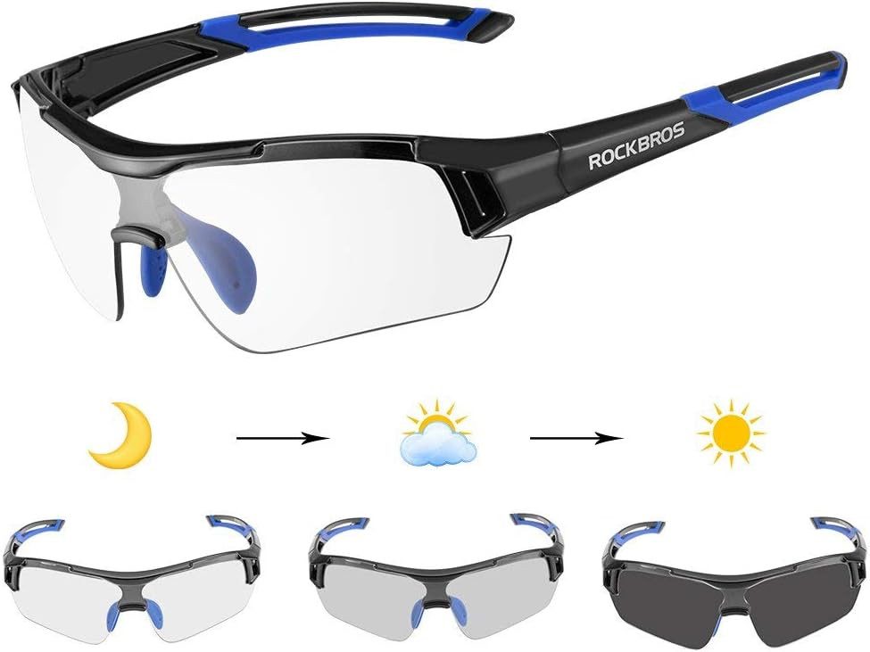 ROCKBROS Fahrradbrille Photochromatische Rad-Sonnenbrille Halbrahmen UV-Schutz Ultraleicht