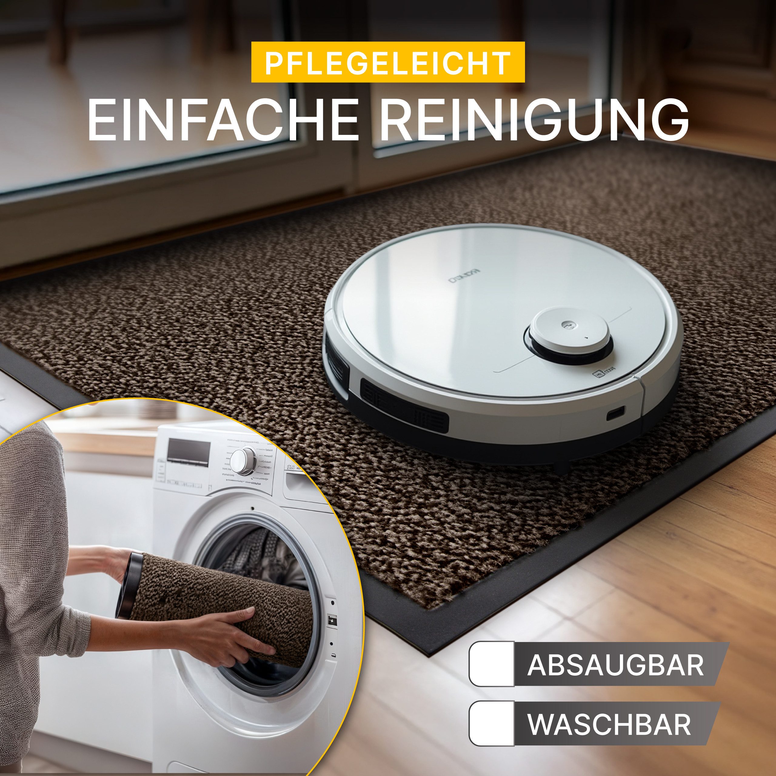 Entrando Fußmatte FIEL, Rechteckig, Höhe: 7 mm, Schmutzfangmatte Innen & Außen waschbar rutschfest dünn saugstark – Bild 5 von 5