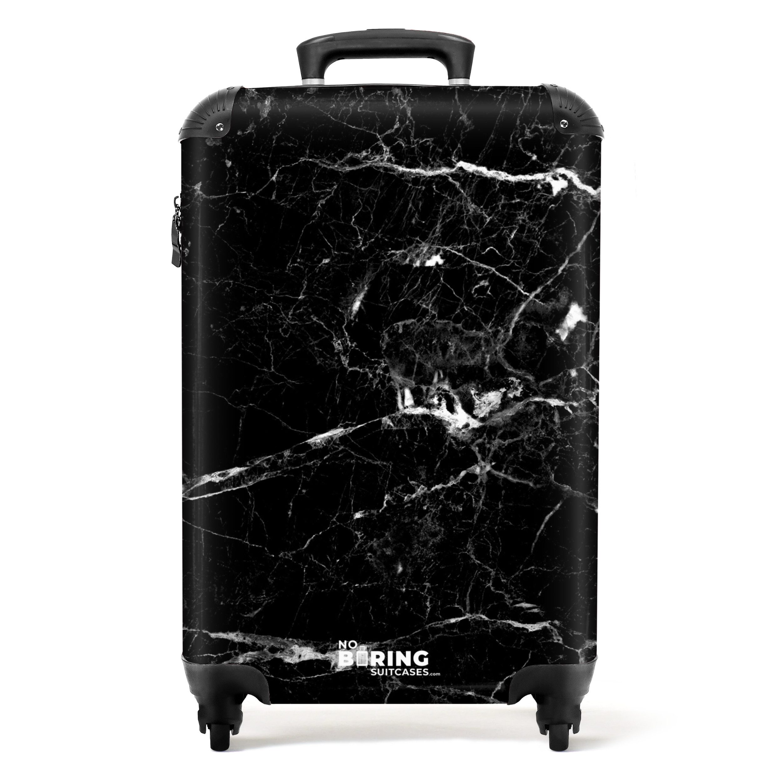 NoBoringSuitcases.com© Hartschalen-Trolley Marmor - Schwarz - Marmoroptik - Luxus 55x35x20cm, 4 Rollen, Reisekoffer mit 4 Rollen, Carry on luggage, Männer