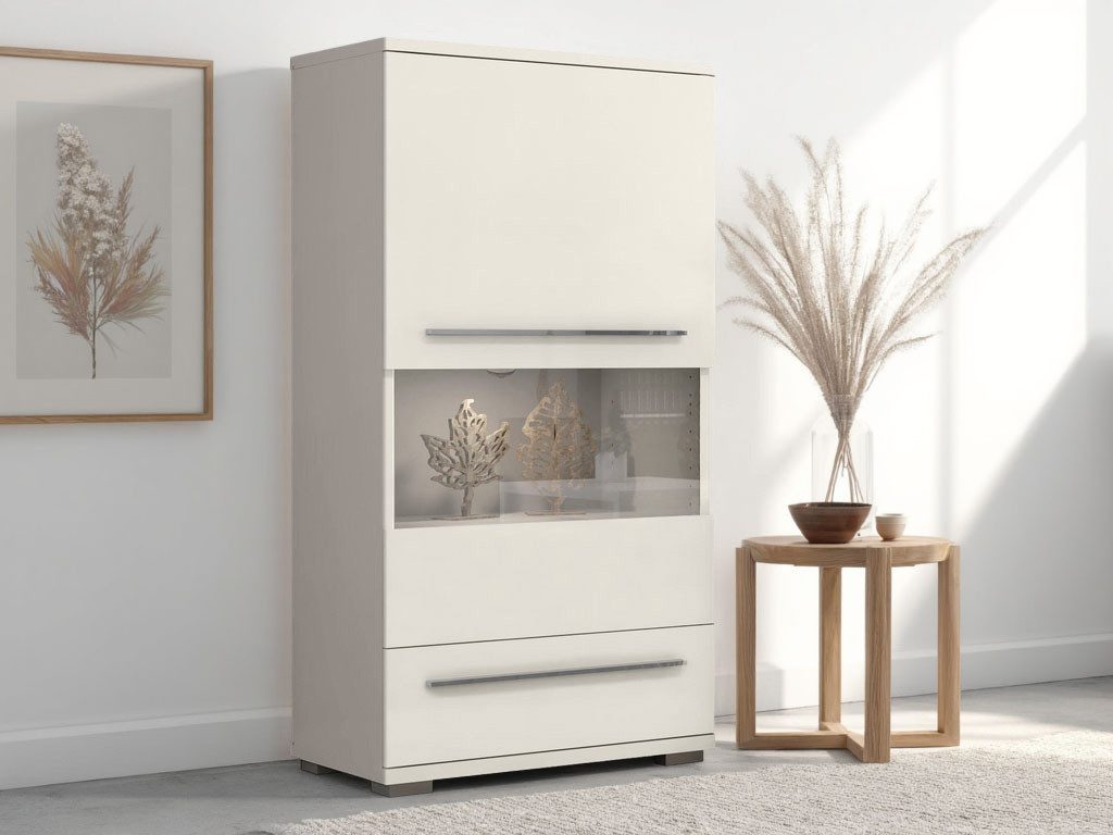 Places of Style Highboard Piano Vitrine (H/B/T): 123/69/40,2cm), UV lackiert, Soft-Close Funktion