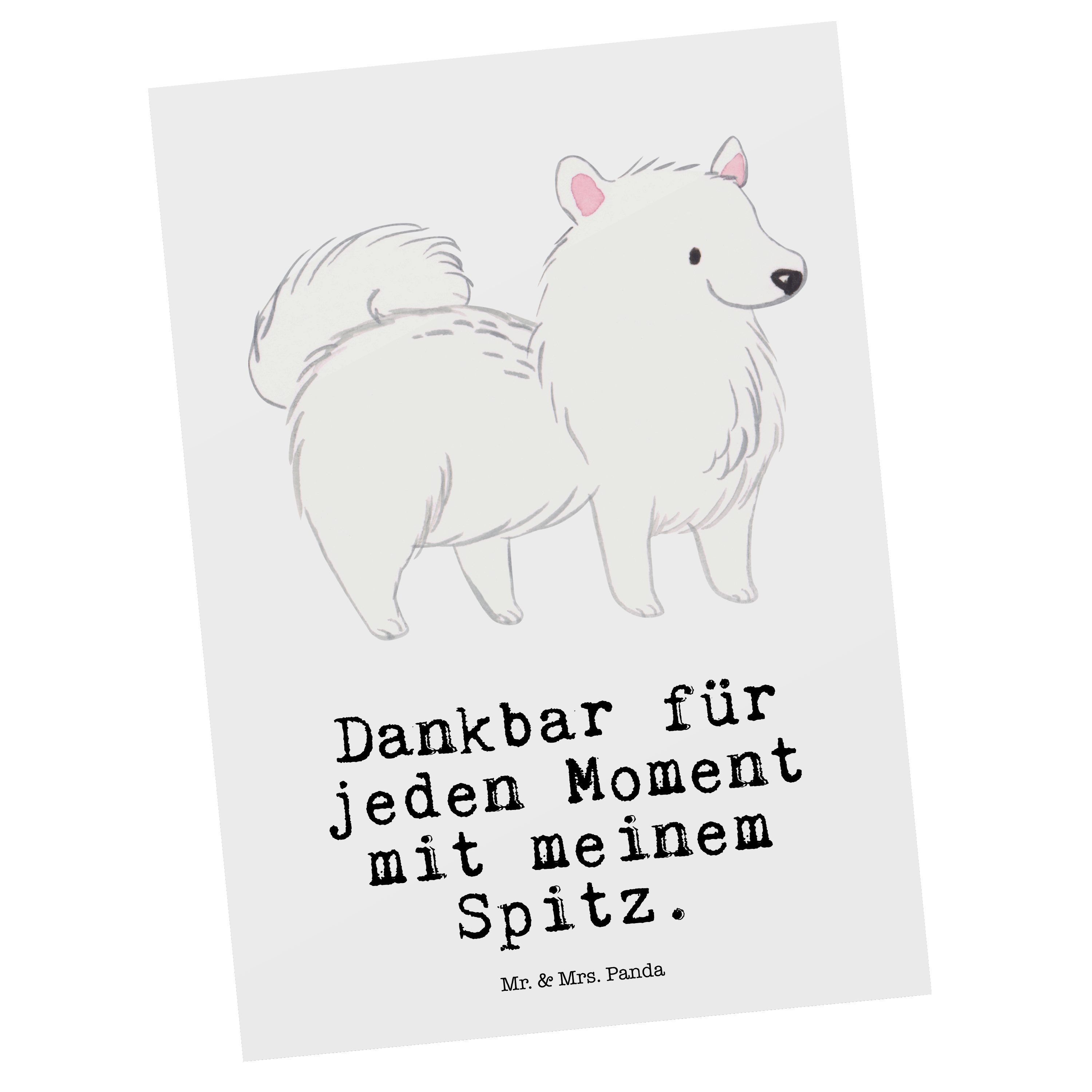 Mr. & Mrs. Panda Postkarte Spitz Moment - Weiß - Geschenk, Karte, Hundebesitzer, Einladungskarte