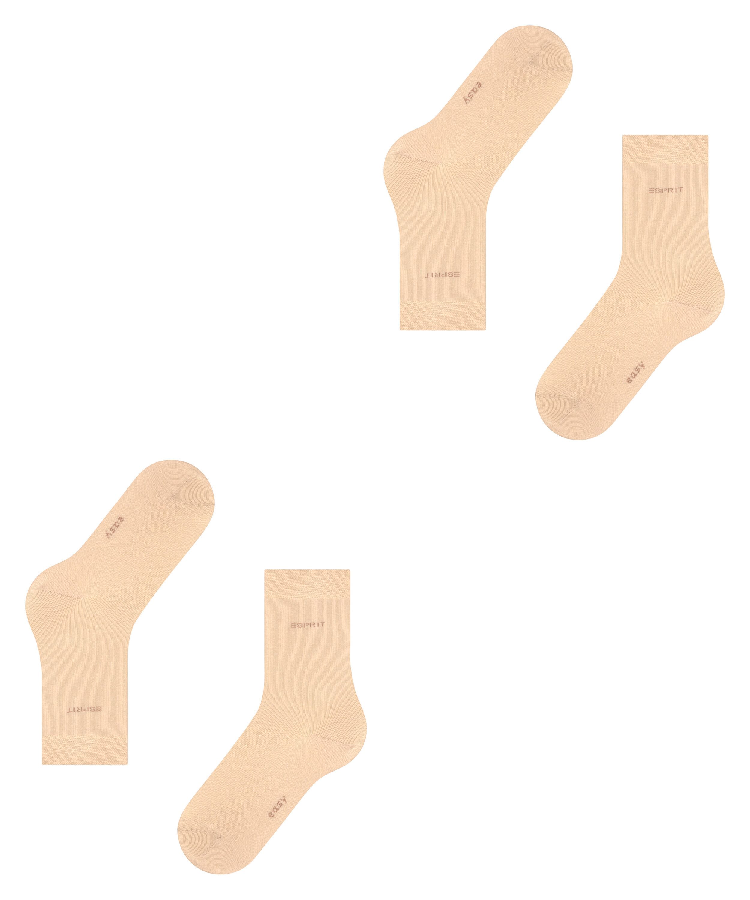 Esprit Socken Basic Easy (2-Paar, 2 Paar) ohne einschneidendes Bündchen, Basic-Socke, Uni-Strümpfe atmungsaktiv