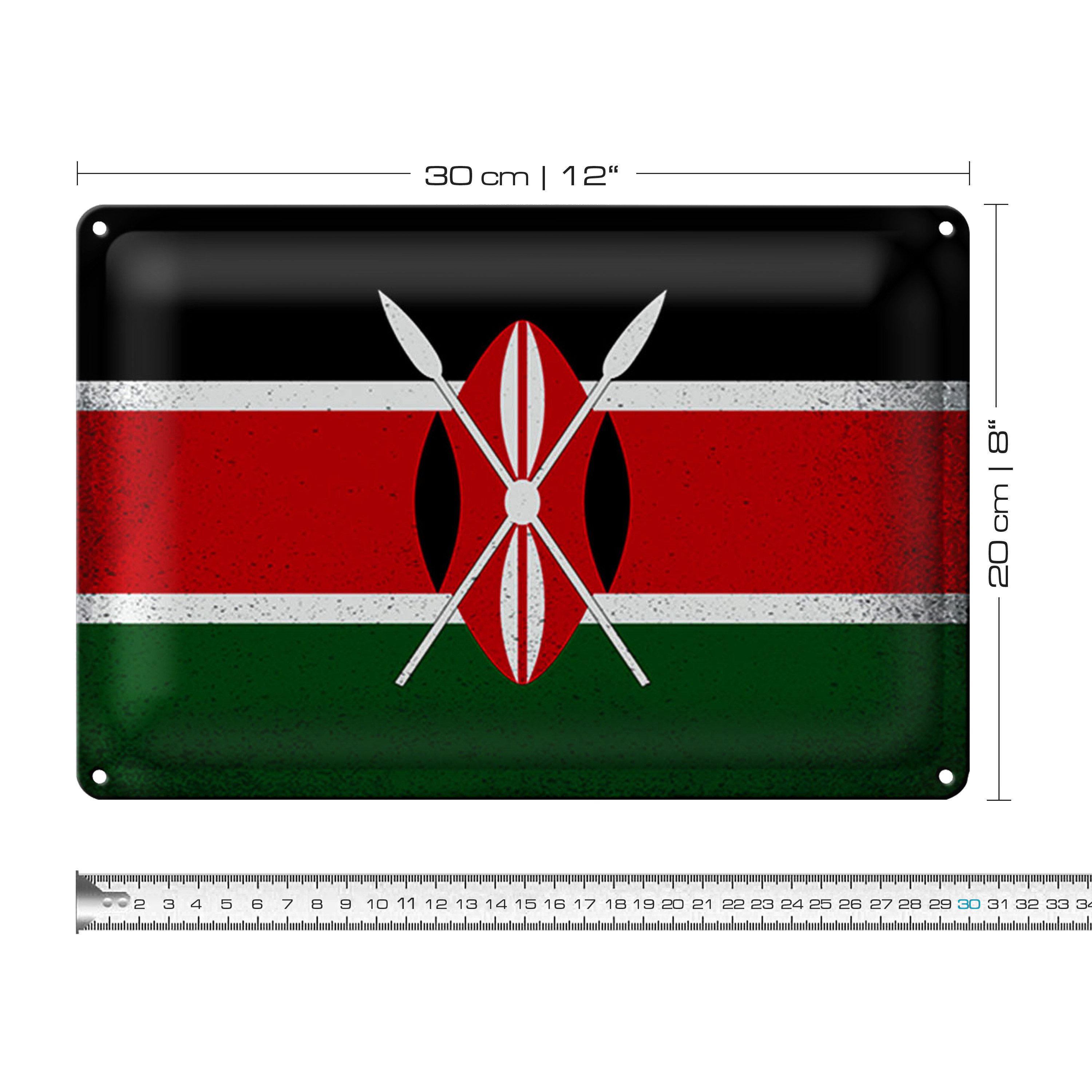 Roomando Metallschild Blechschild Flagge Kenia 30x20cm Flag of Kenya Vintage