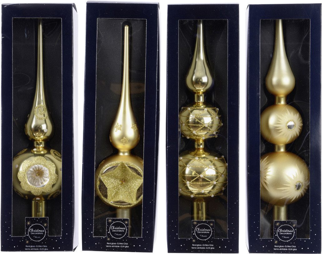 Kaemingk Christbaumschmuck Kaemingk Weihnachtsbaumspitze Glas hellgold 31 cm