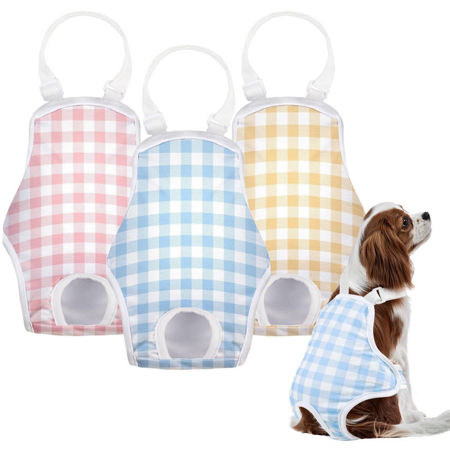 LuxusKollektion Stoffwindeln Hundewindel Einteiler kariert L (3-St)