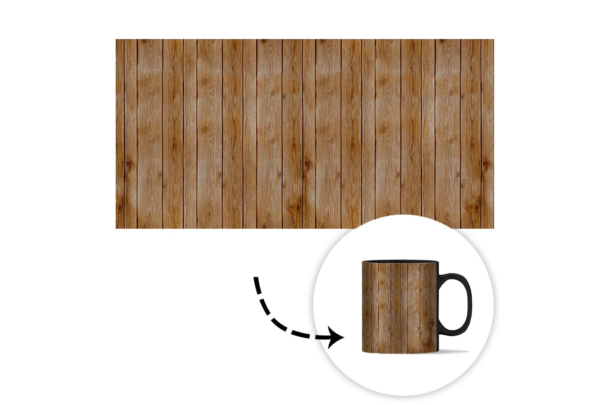 Tasse MuchoWow Zaubertasse, Holz - Keramik, Muster, Teetasse, Geschenk Farbwechsel, - Kaffeetassen, Natur