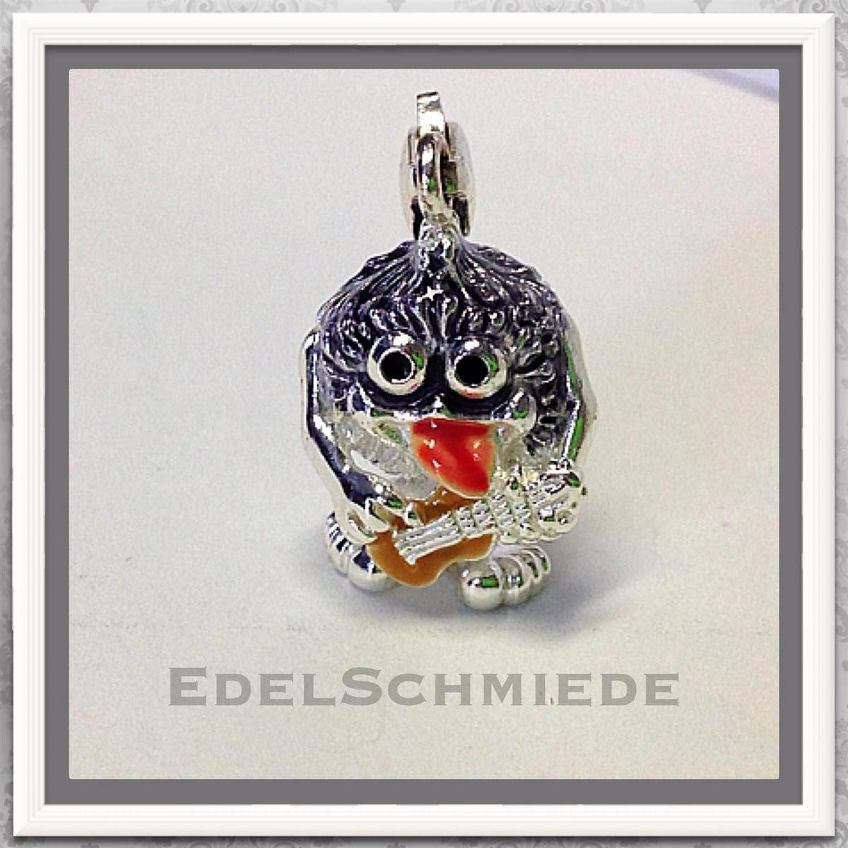 Charm-Einhänger Edelschmiede925 Charm Anhänger 925 Silber freches Musik Monster