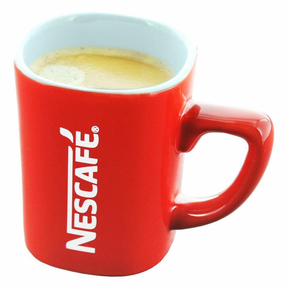 NESCAFE Becher Kaffeebecher mit Henkel, rot, 125 ml, Porzellan, Fassungsvermögen: 125 ml