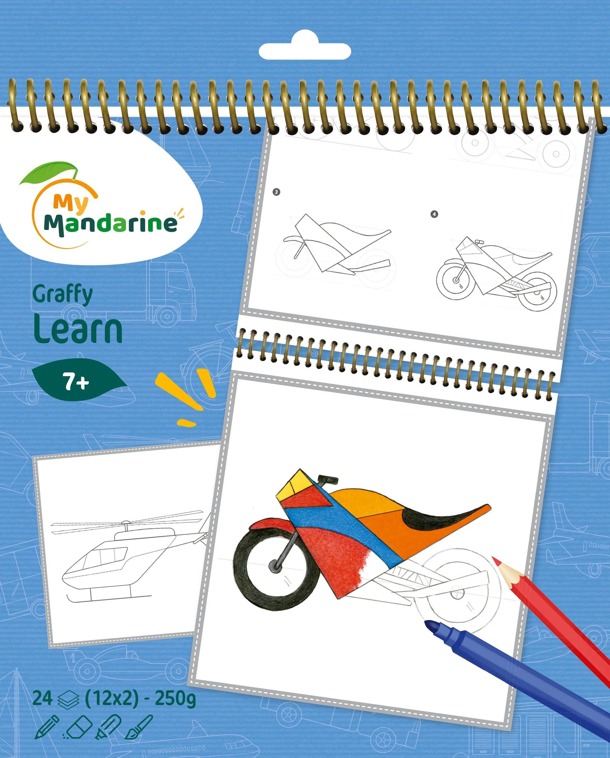 Avenue Mandarine Malvorlage 5x Graffy Learn, Transportmittel - Blau GY168C, My Mandarine