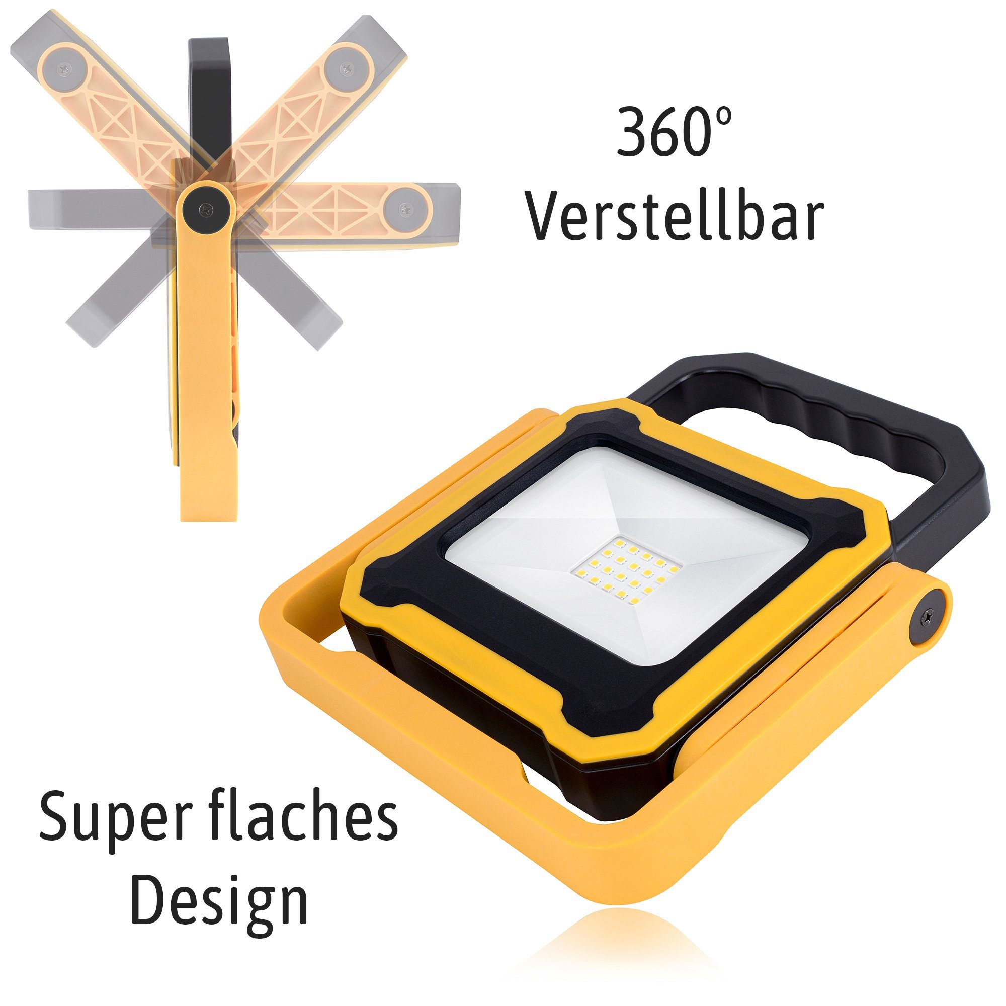 SSC-LUXon LED Gartenstrahler LED Akku Baustrahler 10W mit USB Powerbank - Arbeitsleuchte, Neutralweiß