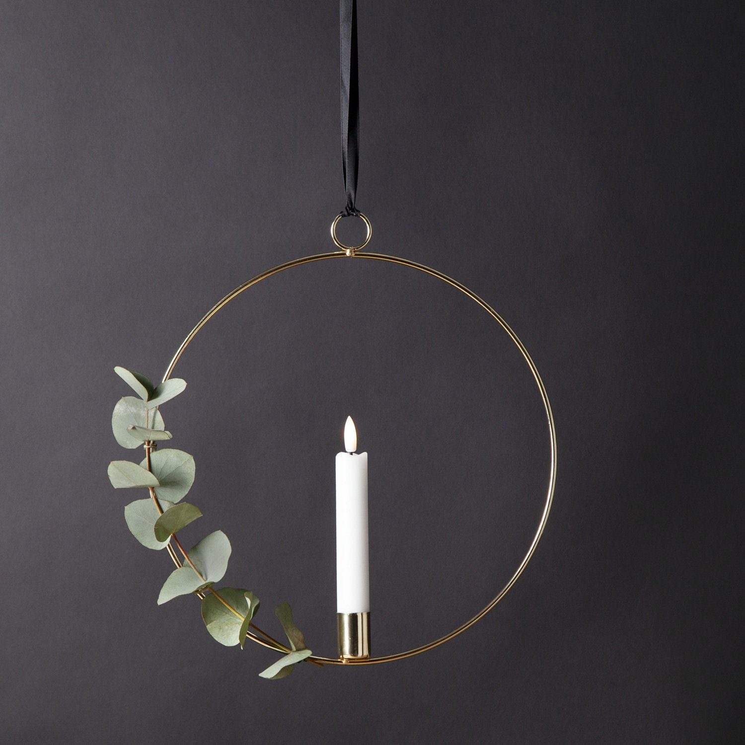 MARELIDA Hängeleuchte Dekoring mit LED Kerze Flamme mit Aufhänger 28,5cm Ti günstig online kaufen