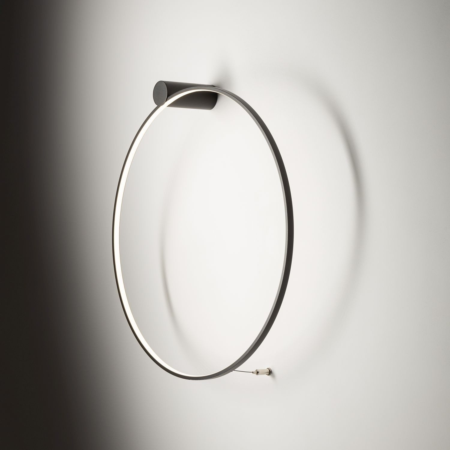 Licht-Erlebnisse Wandleuchte KOLO, LED, Warmweiß, LED Aluminium 3000 K warmweiß 660 lm D: 60 cm rund cm breit Schwarz