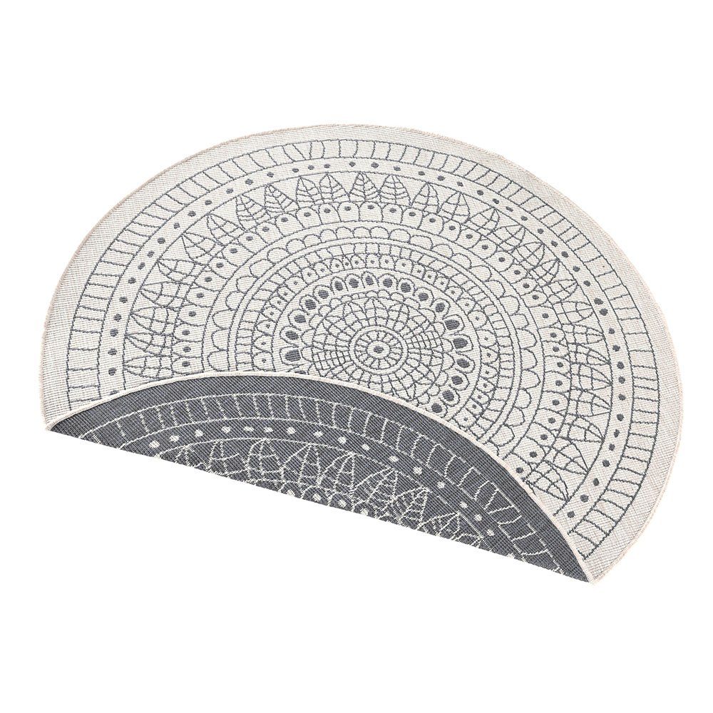 Teppich Boss Teppich Wendeteppich Rund Porto Creme Grau In- & Outdoor, rund, Höhe: 5 mm