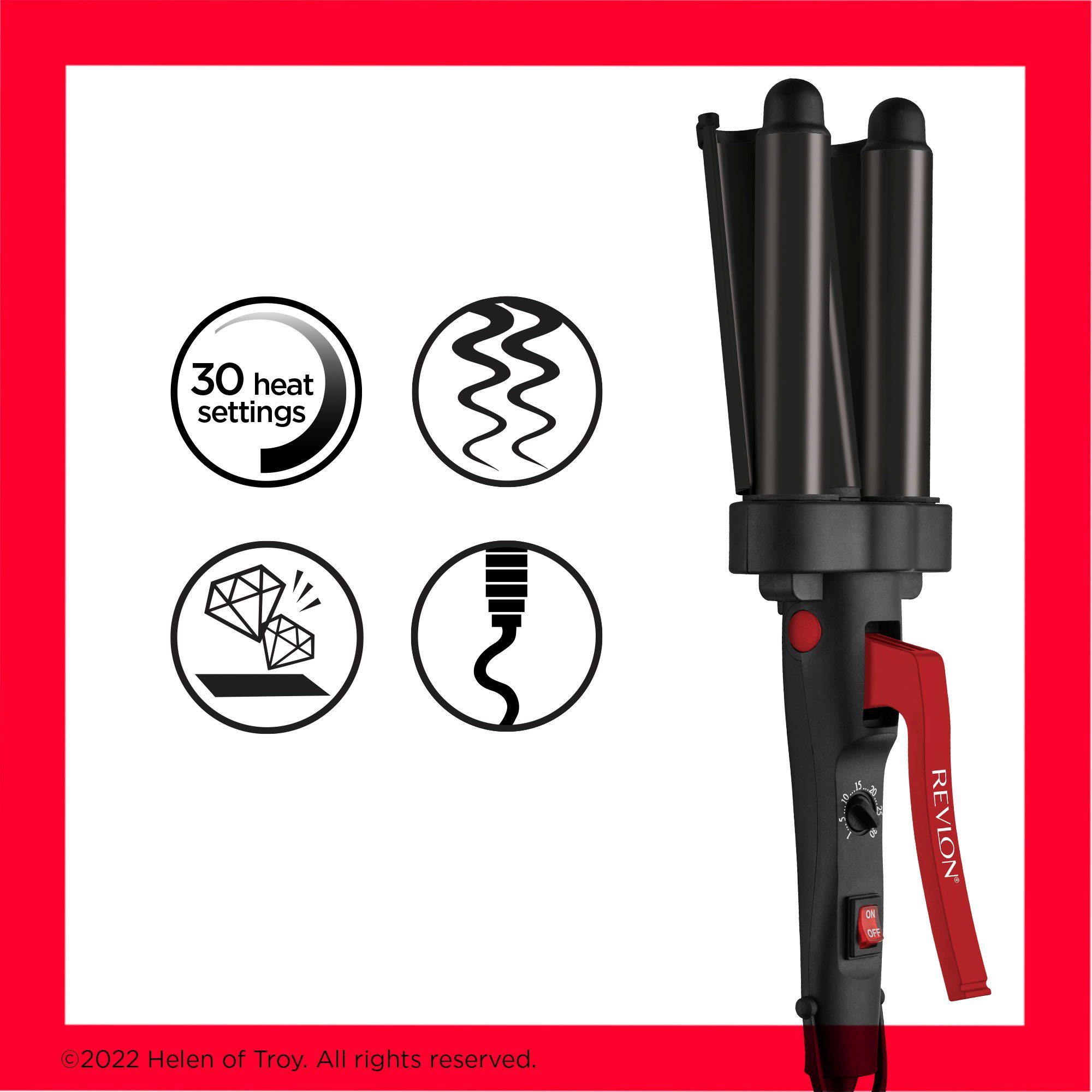 Revlon Welleneisen Wave Master TURMALIN-KERAMIKBESCHICHTUNG, Jumbo-Welleneisen