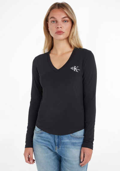 Calvin Klein Jeans Langarmshirt »MONOLOGO LONG SLEEVES V-NECK TEE« mit Calvin Klein Jeans Schriftzug