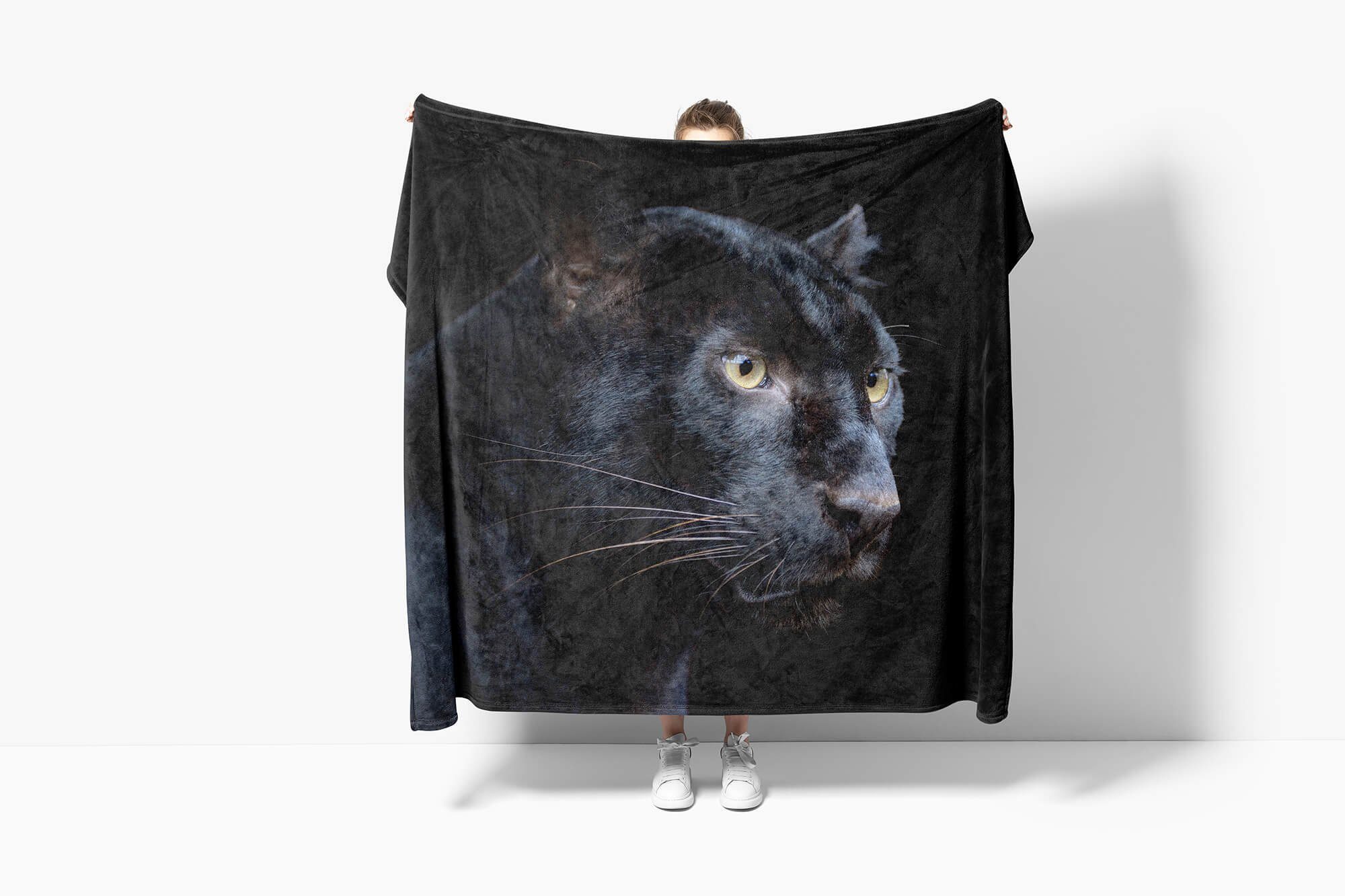 Baumwolle-Polyester-Mix Strandhandtuch Saunatuch Handtuch Tiermotiv Art Handtuch mit Handtücher Sinus Puma, Panther Kuscheldecke (1-St),