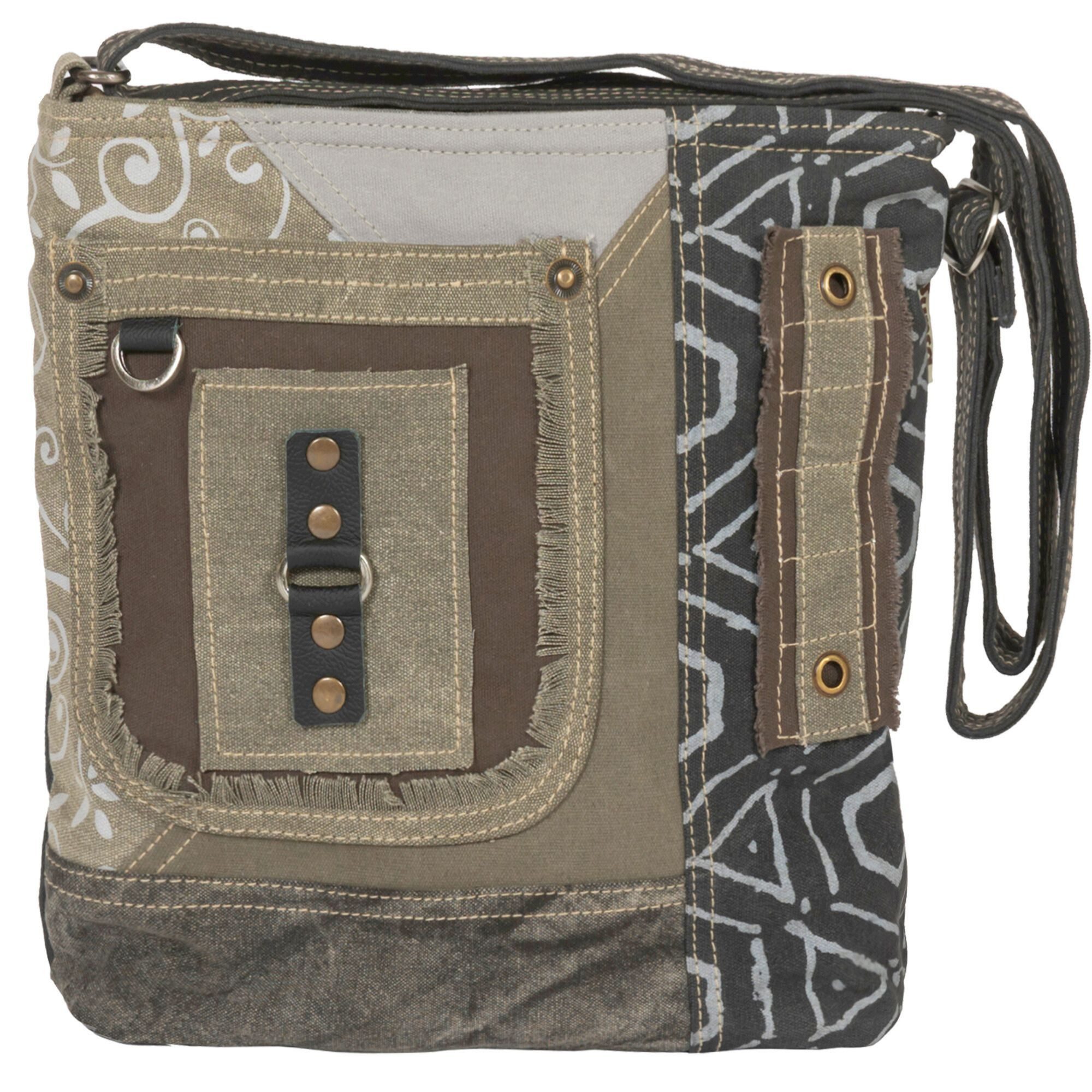 Umhängetasche Sunsa Damen Umhängetasche. Canvas Crossover Tasche in grau Khaki