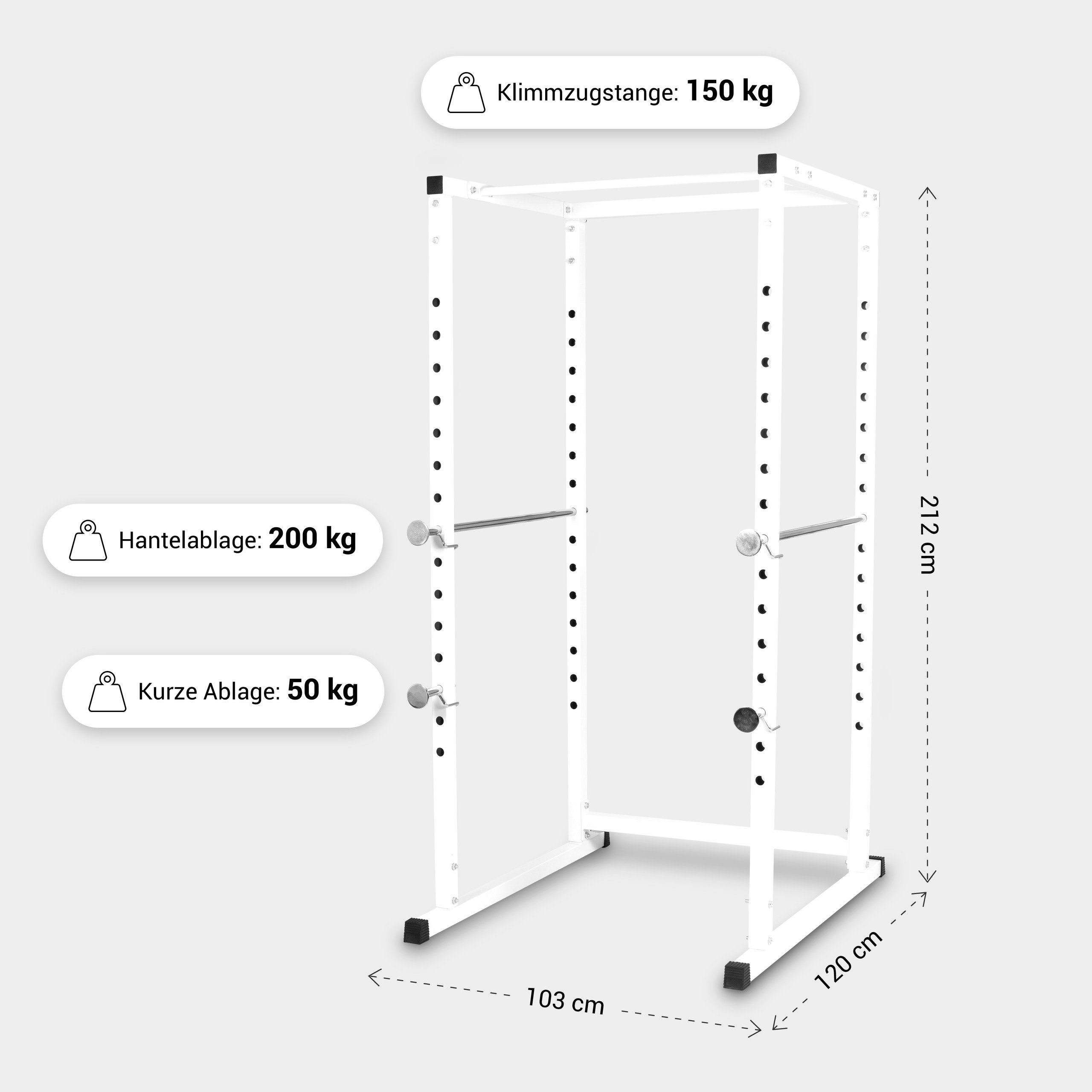 Rack (1-tlg) 15-Fach mit Kraftstation, Power GORILLA verstellbar, Klimmzugstange Hantelablage, SPORTS und