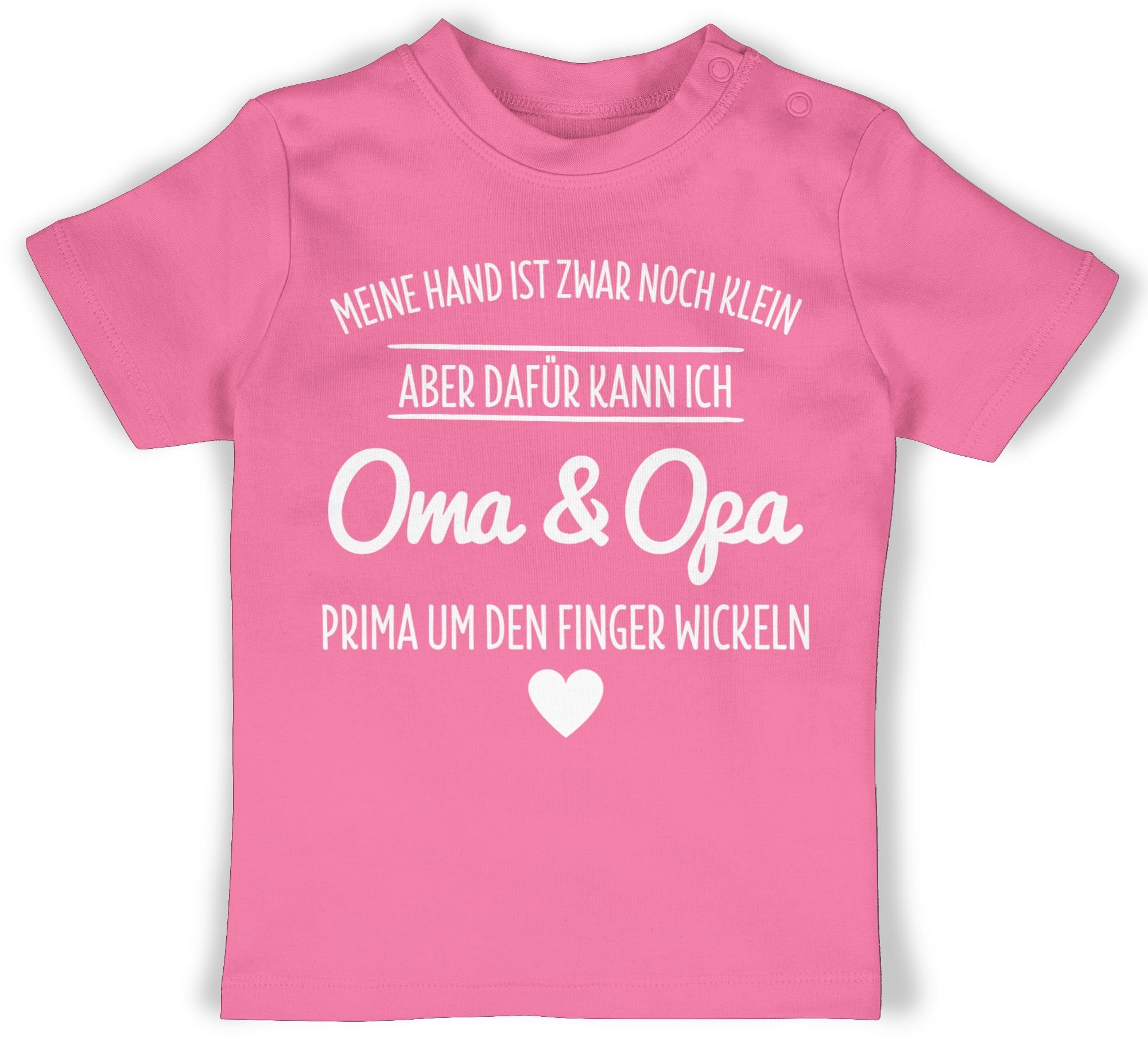 Shirtracer T-Shirt Oma und Opa um den Finger wickeln Großeltern Sprüche Baby 1 Pink