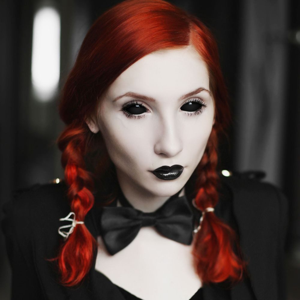 aricona Farblinsen 22mm Sclera Kontaktlinsen Farbige Halloween Black Crazy Kostüm Zombie, ohne Stärke, 2 Stück