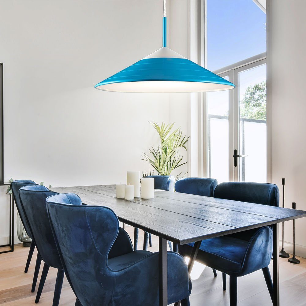 Reality Leuchten Hängeleuchte, LED-Leuchtmittel fest verbaut, Warmweiß, Hängeleuchte Hängelampe Pendelleuchte Esszimmerlampe blau E27