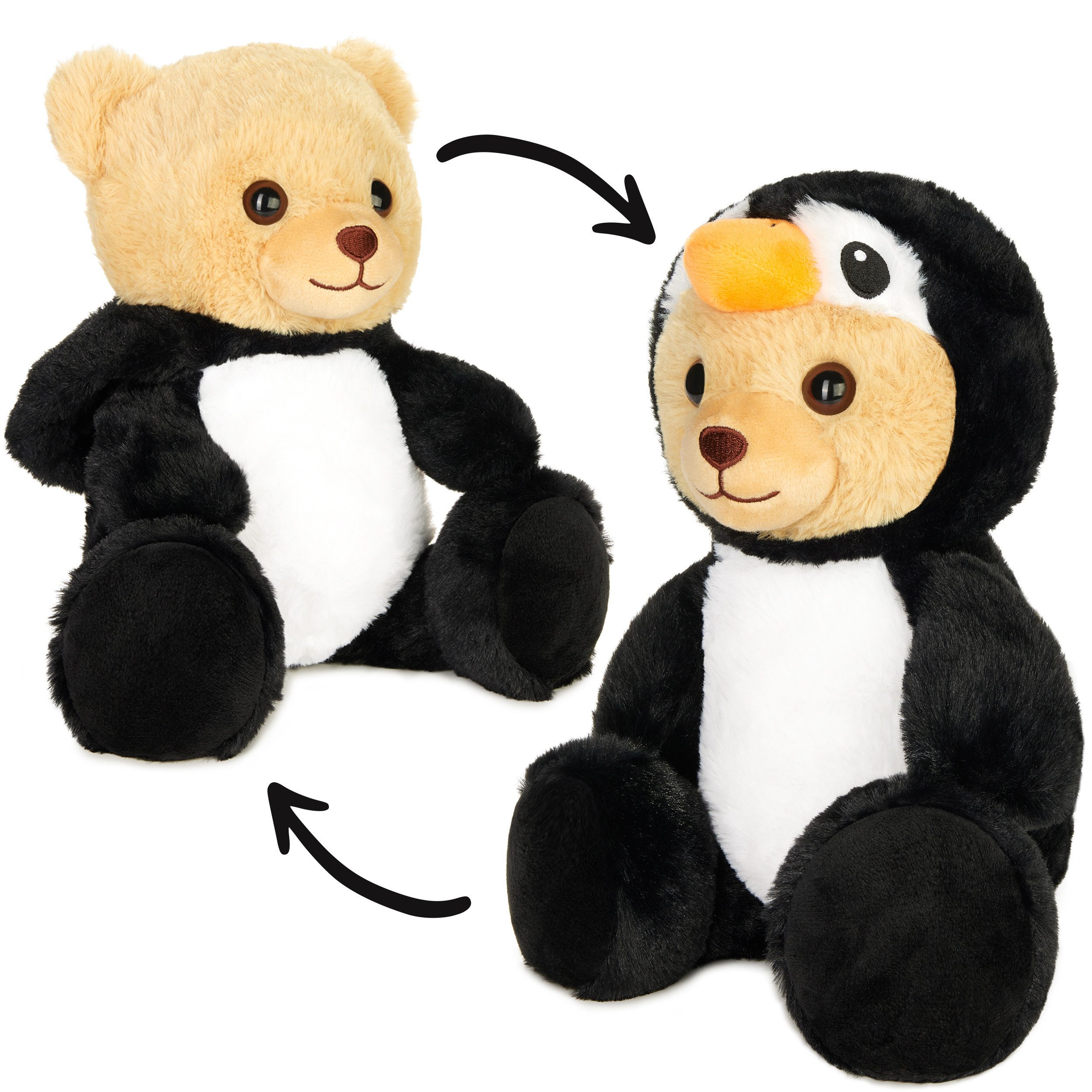 BRUBIES Kuscheltier Teddy Pinguin - 25 cm Teddybär im Pinguinkostüm mit Kapuze (Plüschtier für kuschelige Abenteuer, 1-St), Kuscheltier Geschenk für Kinder