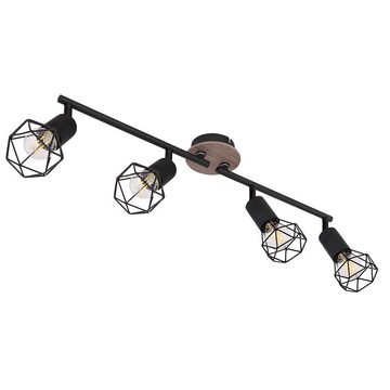 etc-shop LED Deckenleuchte, Leuchtmittel nicht inklusive, Spotleiste 4-Flammig Deckenleuchte Deckenlampe schwenkbar Holz