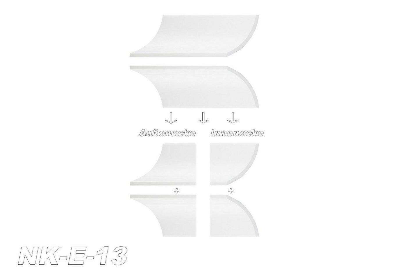 Thumbnail - marbet design Stuckleiste E-13, Innen- & Außenecke (1 Stück), XPS Styropor weiß - Deckenleisten Deckenabschlussleisten E...