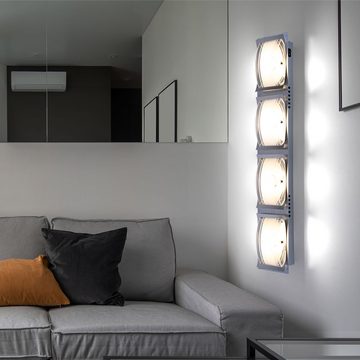etc-shop LED Wandleuchte, LED-Leuchtmittel fest verbaut, Warmweiß, Wandlampe Wandleuchte Wohnzimmerlampe LED Glas teilsatiniert L 60 cm