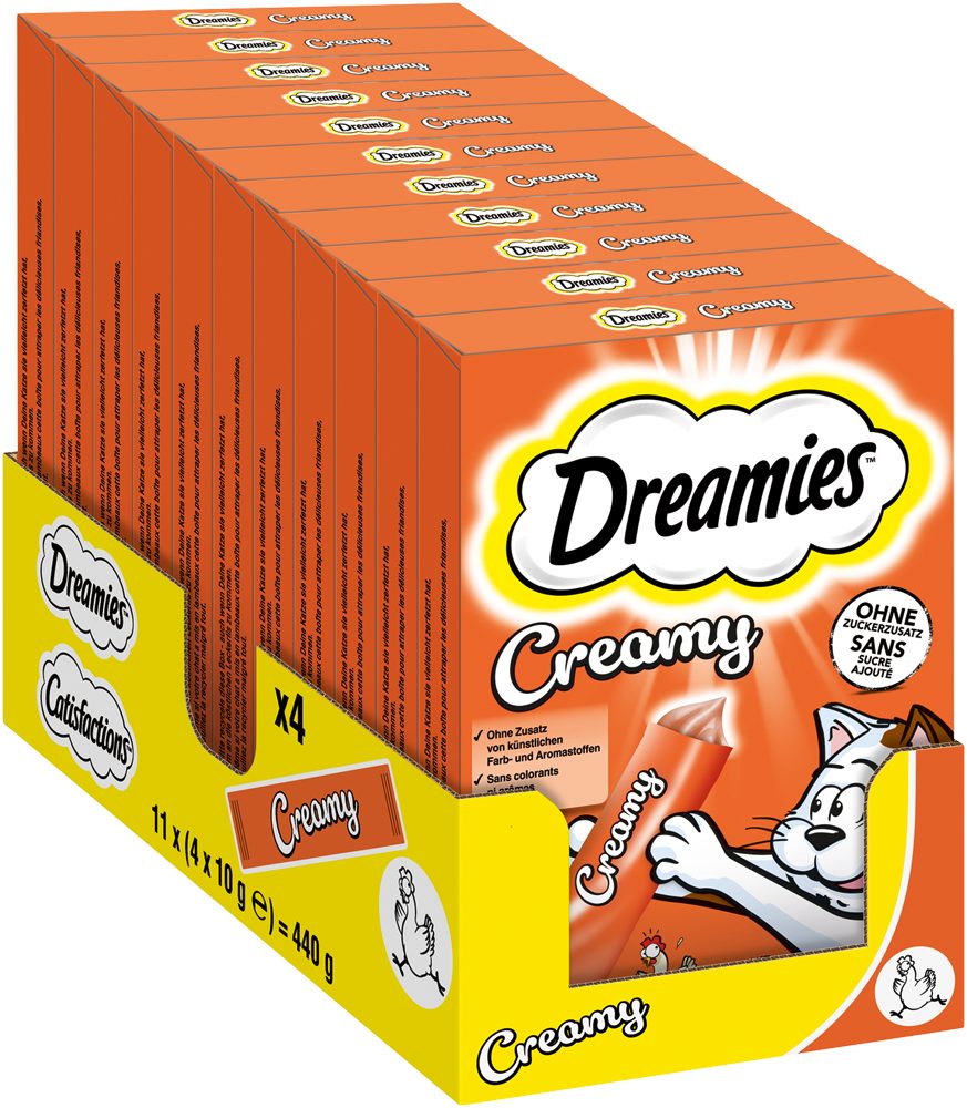 Dreamies DREAMIES™ CREAMY Multipack Huhn 11 x 4 x 10g, Snack für: Katze