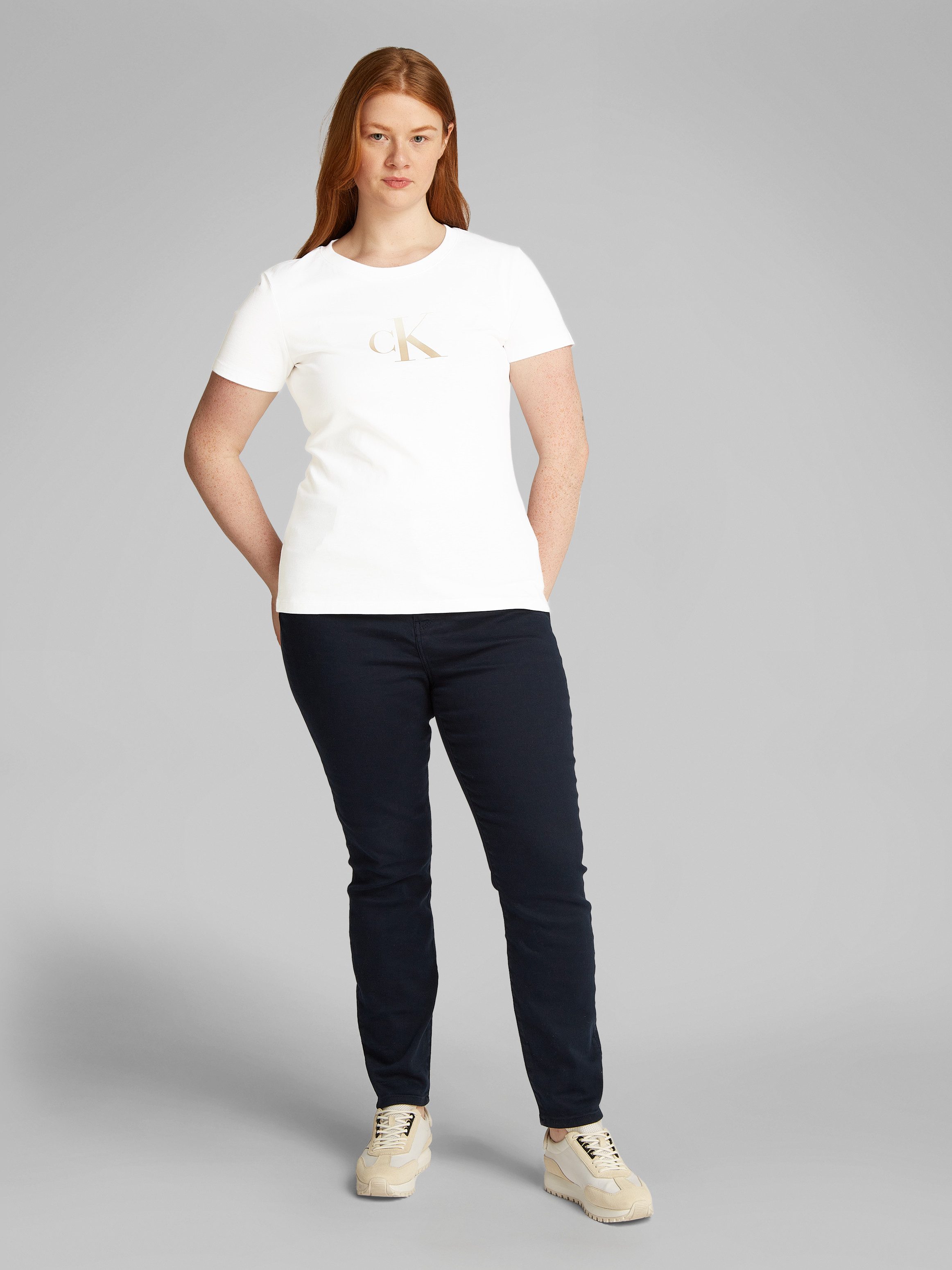 Calvin Klein Jeans Plus T-Shirt PLUS GRADIENT CK SLIM TEE in großen Größen, Druck mit Farbverlauf