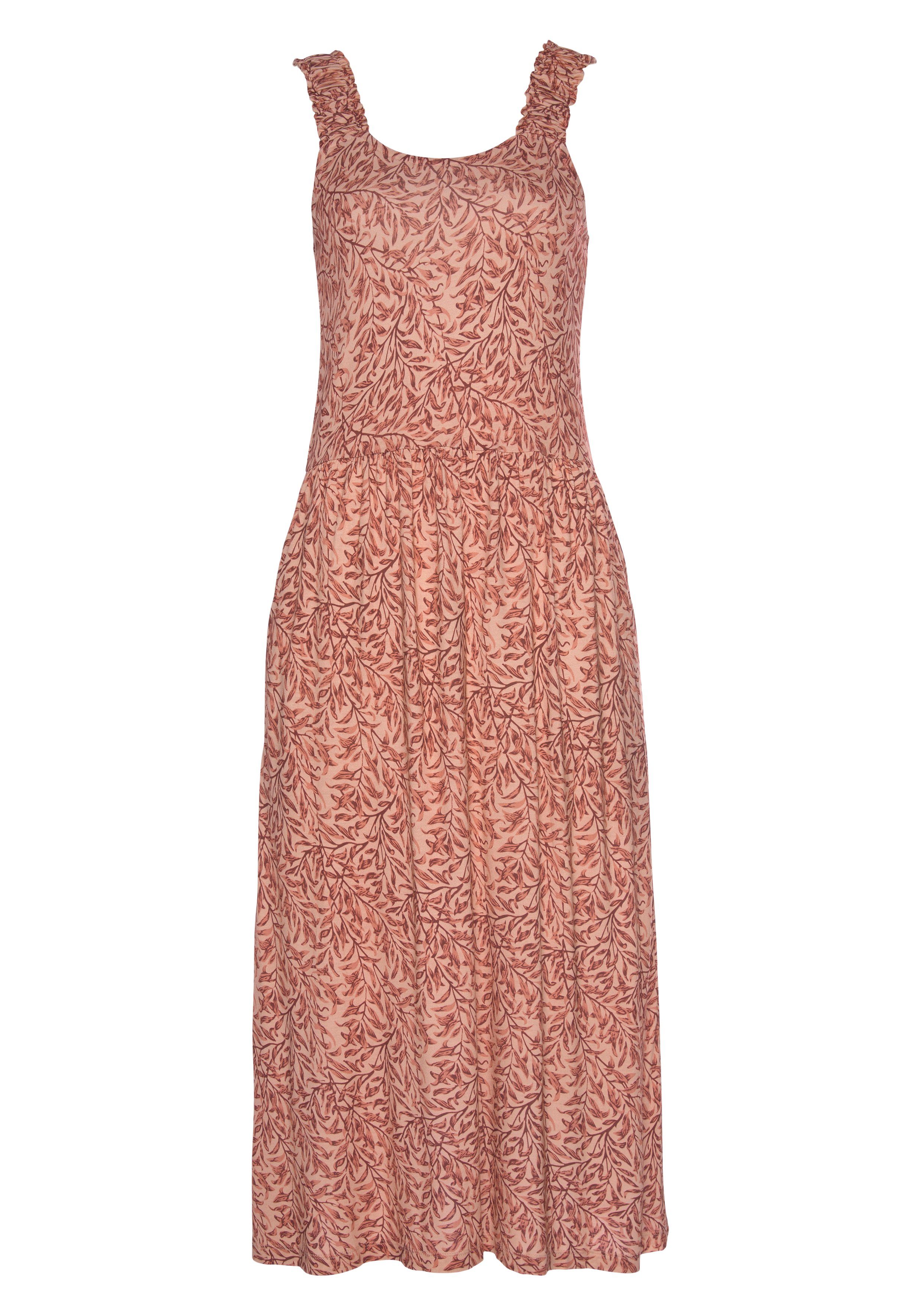 Beachtime Jerseykleid mit Blätterdruck und Taschen, leichtes Strandkleid, Sommerkleid. € 39,99