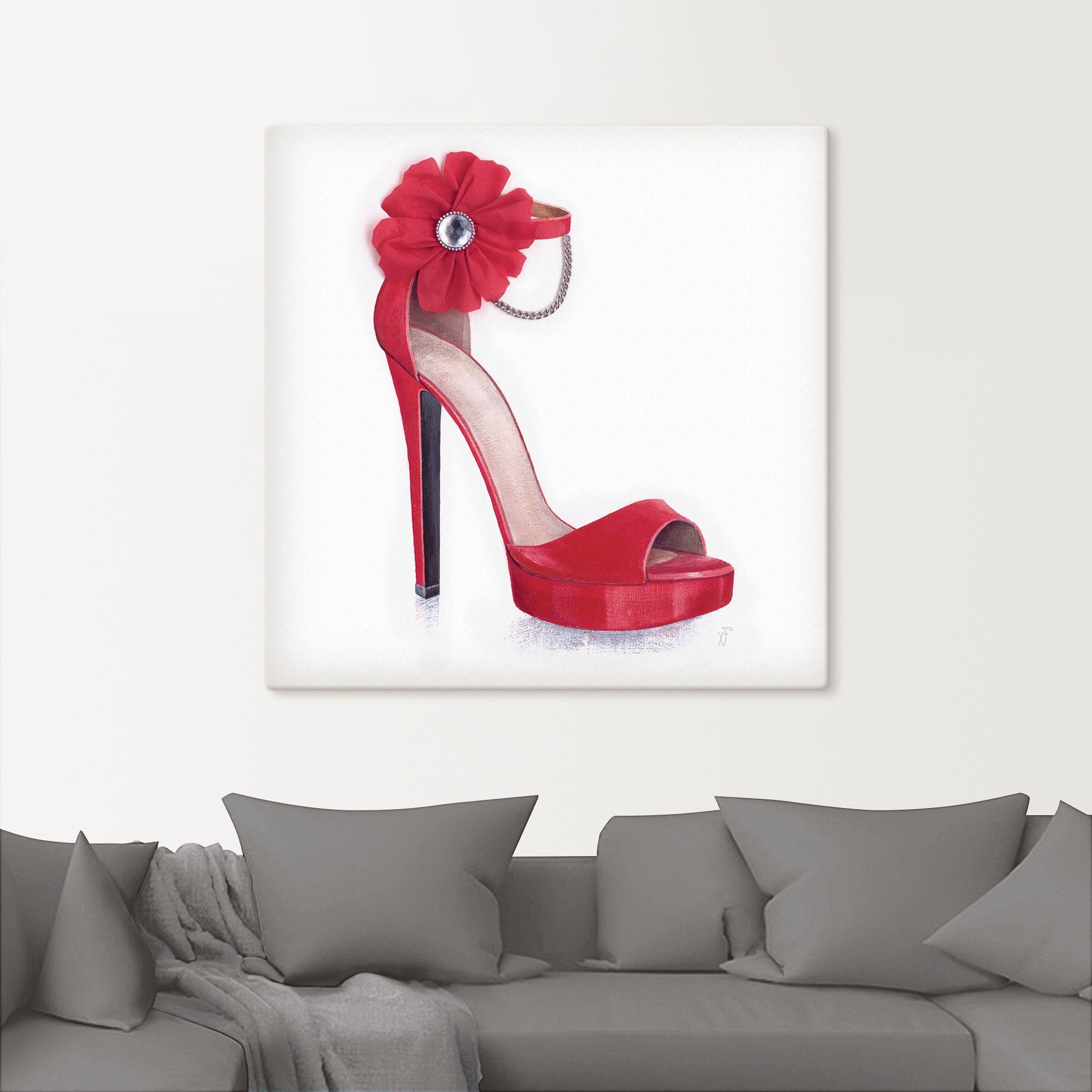 versch. Modell, Wandaufkleber Rotes Artland Leinwandbild, Größen Wandbild St), Damenschuh (1 als Modebilder in Alubild, oder - Poster
