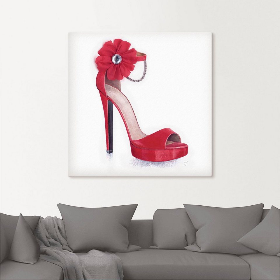 Artland Wandbild Damenschuh - Rotes Modell, Modebilder (1 St), als Alubild,  Leinwandbild, Wandaufkleber oder Poster in versch. Größen