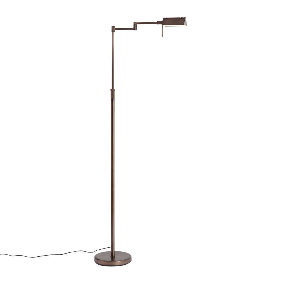 Qazqa Stehlampe Notia, Dimmbar, LED fest integriert, Extra-Warmweiß, QAZQA Stehlampe, integrated, Bronze, Stahl, Modern