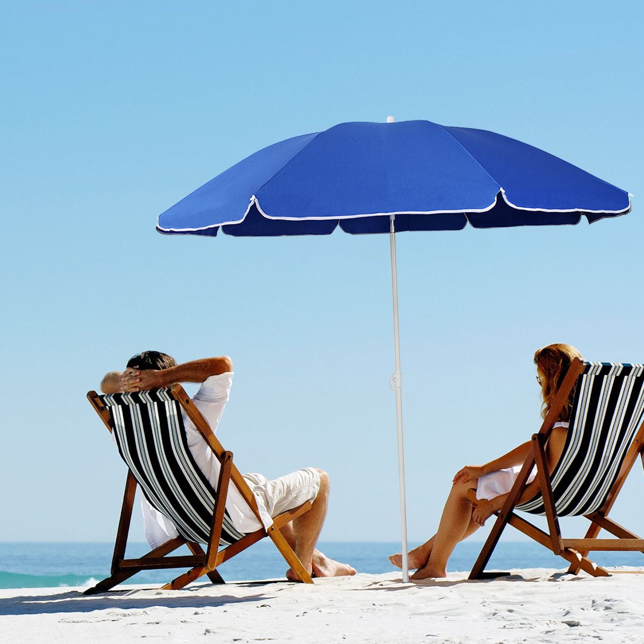 Sekey Sonnenschirm Ø 160 cm Balkonschirm Rund Strandschirm Sonnenschirm mit Schutzhülle, LxB: 160,00x160,00 cm, Neigungswinkel verstellbar, Höhe verstellbar, mi – Bild 4 von 5