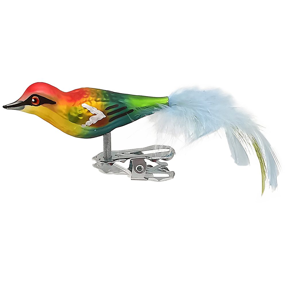 Schatzhauser Christbaumschmuck Bienenfresser, Glasvogel 6cm/11cm Naturfedern (1-tlg), mundgeblasen, handbemalt mit echten Federn