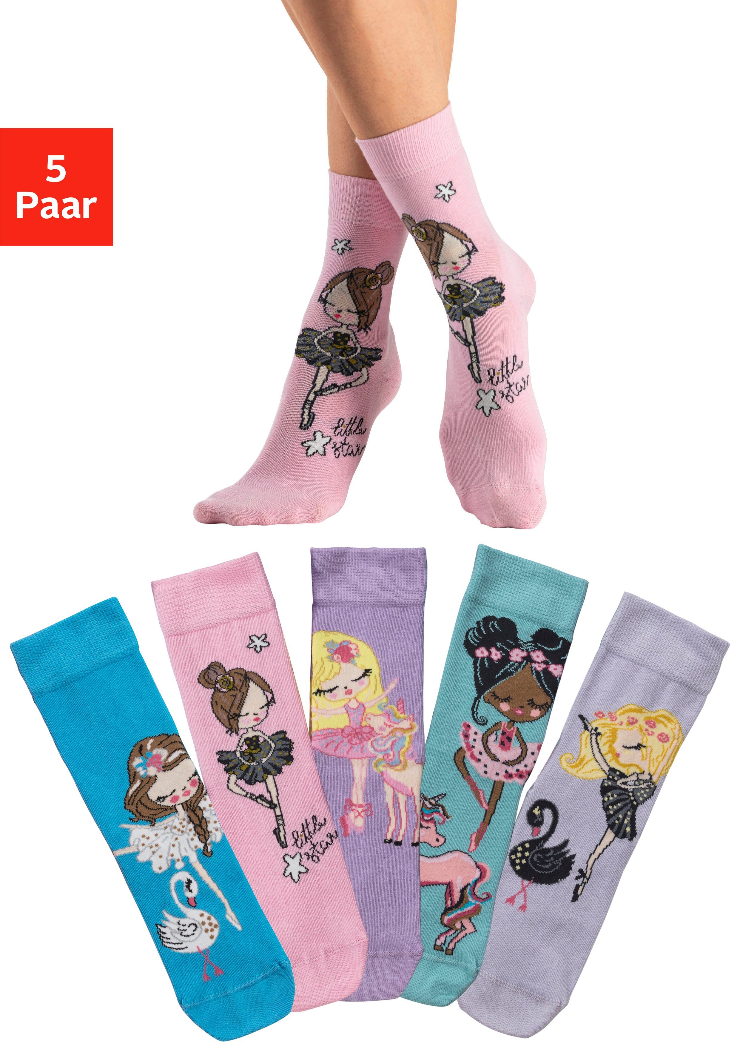 Freizeitsocken Ballett H.I.S (5-Paar) Motive mit