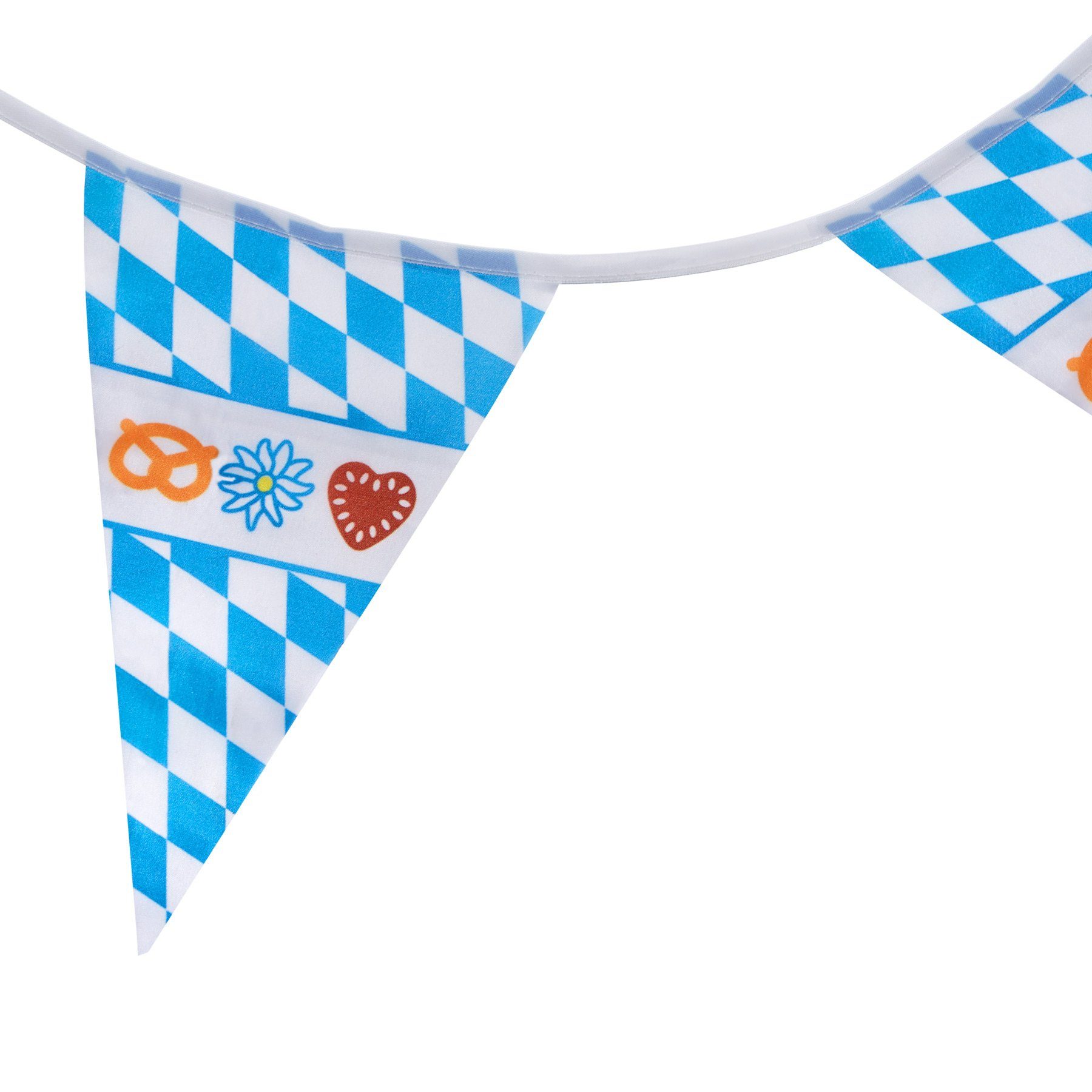 dressforfun Girlande Wimpelkette mit Rautenmuster blau-weiß und Motiven
