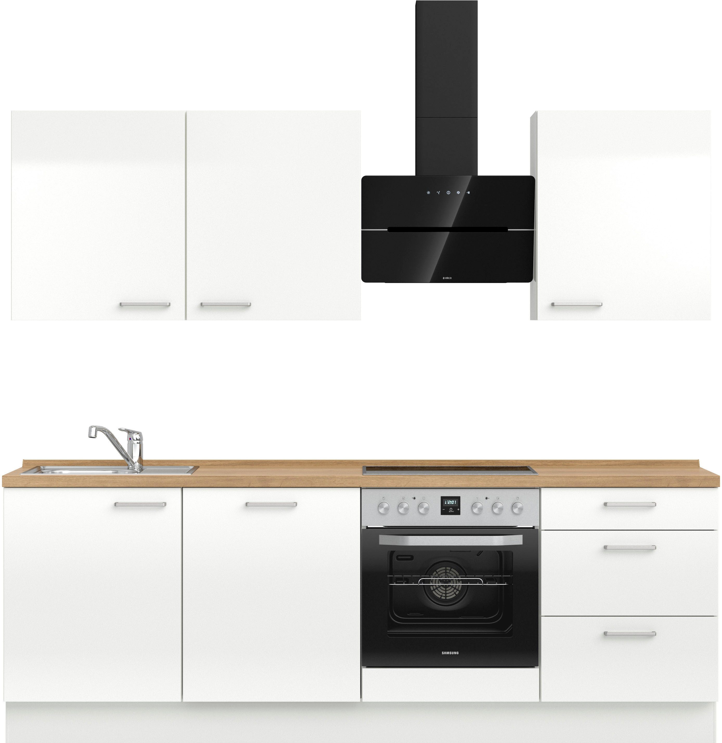 nobilia® Кухниzeile "Flash II", vormontiert, Ausrichtung wählbar, Breite 240 cm, wahlw. mit E-Geräten
