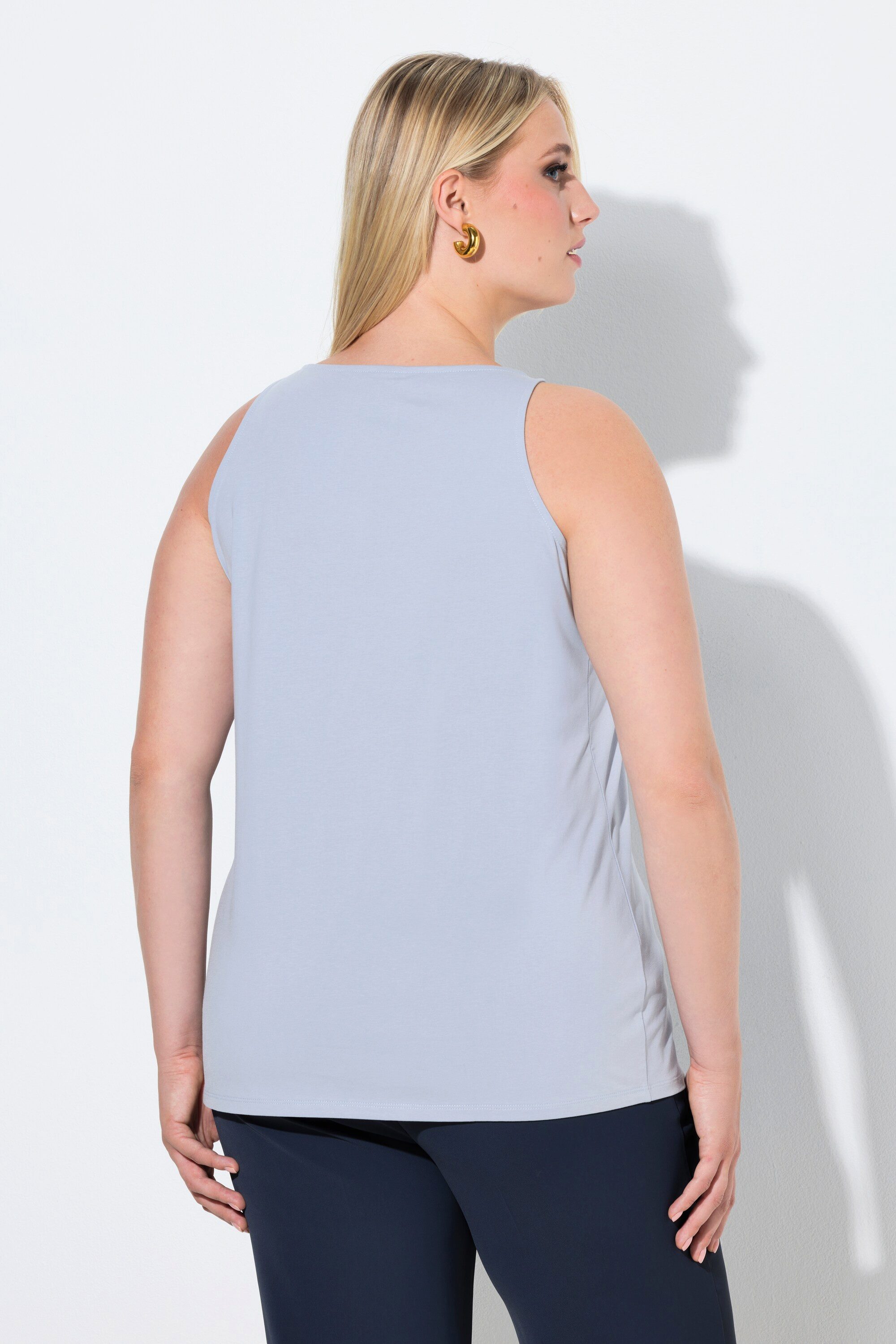 Ulla Popken Longtop Unterziehtop Slim Rundhalsausschnitt ärmellos