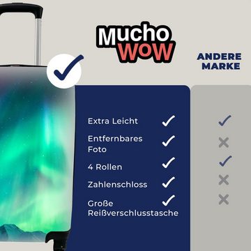 MuchoWow Handgepäckkoffer Nordlichter - Berg - Nacht, 4 Rollen, Reisetasche mit rollen, Handgepäck für Ferien, Trolley, Reisekoffer